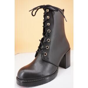Stuart Weitzman Cassey Black Military Ankle Boots Size 5.5 NEW $595 Granny Lace